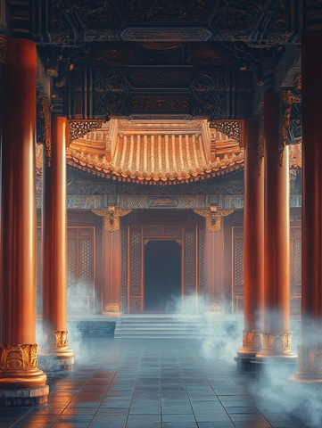 宫殿大厅与金色柱子