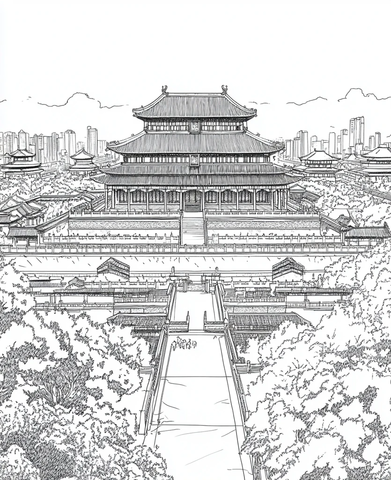 故宫线描填色图