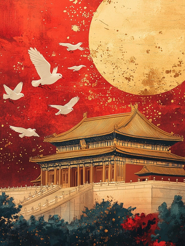 天安门广场国庆日落