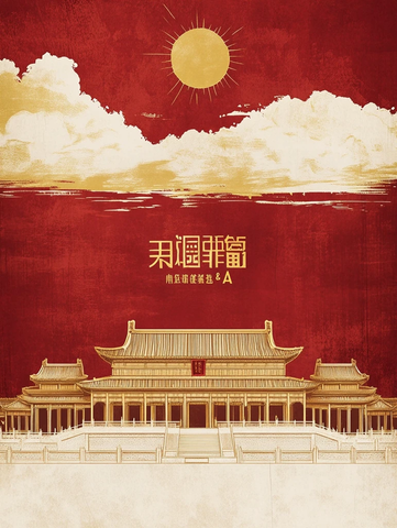 金宫建筑与红底金文