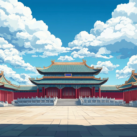 沈阳故宫大政殿卡通风格
