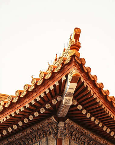 中式屋檐对称构图