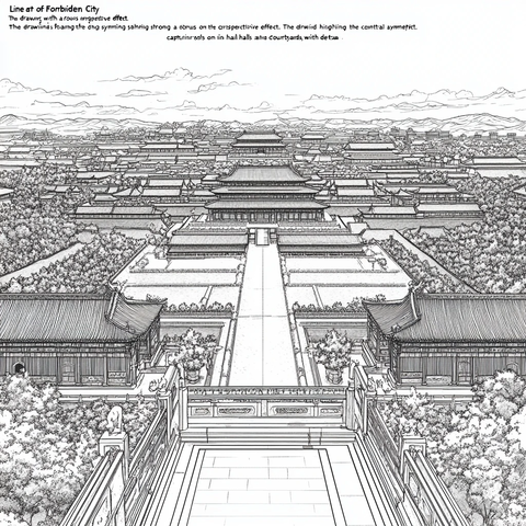紫禁城中轴线建筑线描