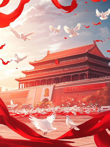 国庆天安门高铁和平鸽