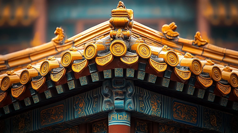 古代建筑屋檐雕刻图案