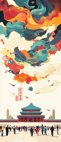 中国空间站与龙形卫星