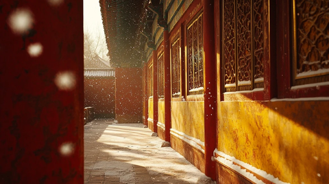 红墙黄瓦雪中静