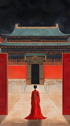 清代女子在宫殿中