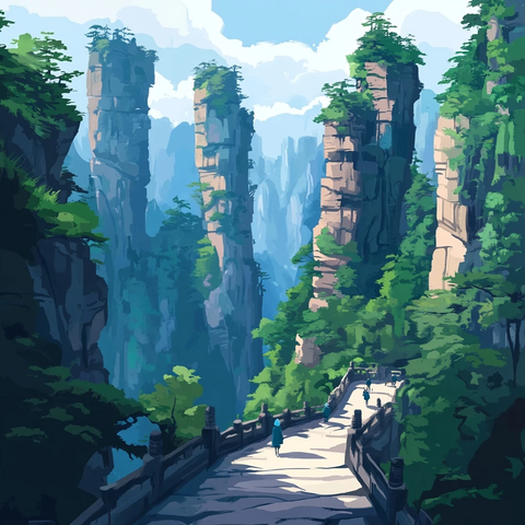 张家界国家森林公园儿童卡通风格