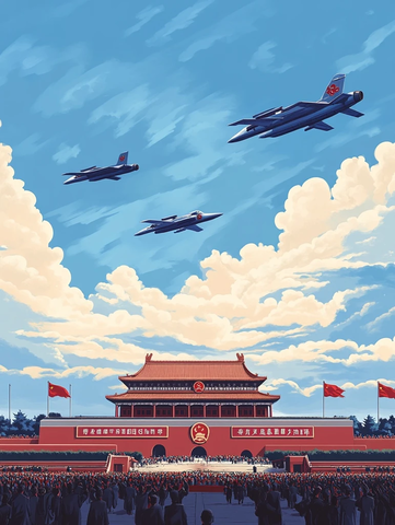 天安门上空的战机群