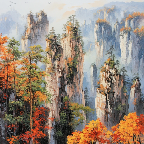 石英砂岩峰林秋色