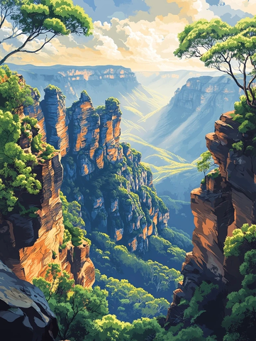 三姐妹岩与蓝山森林