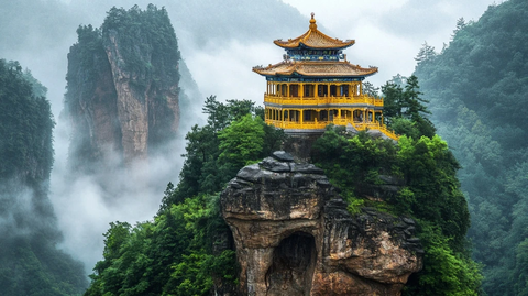 金顶佛寺云雾缭绕