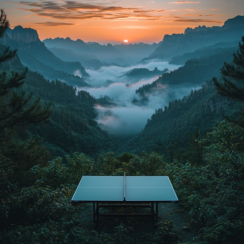山谷中的乒乓球桌