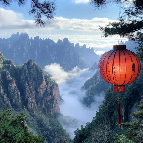 中国山脉与红灯笼