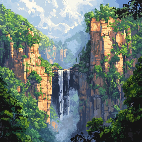 张家界景区像素风格山景