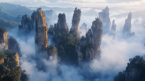 蓬莱仙境山石烟霭