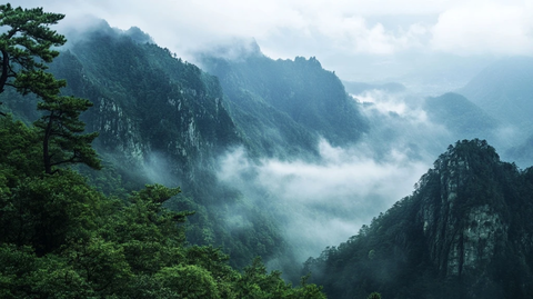 泰山雨季风景图
