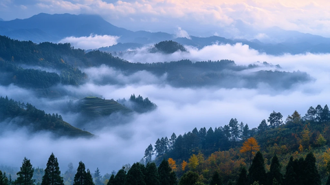 远山云雾秋意浓