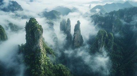 云雾缭绕的山峰