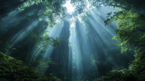 森林谷地中的石柱景观