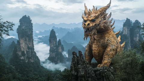 金色巨兽与张家界山脉