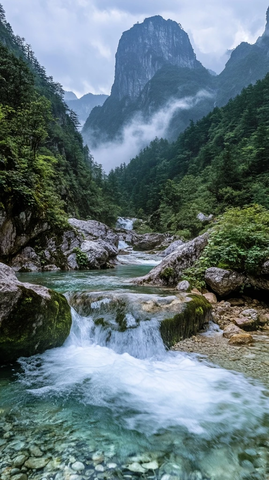 中国画河流与溪流