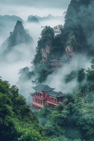 雨后天晴的古老建筑