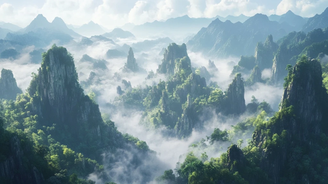 云雾缭绕的山景