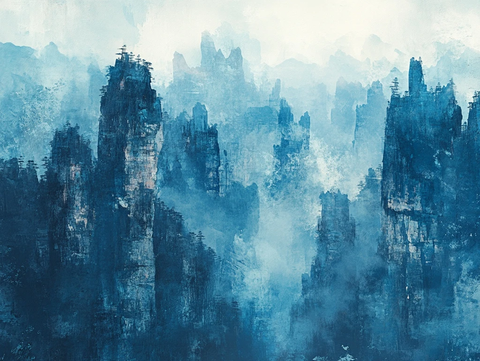 山峦叠嶂水墨画