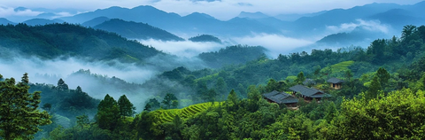 松树林覆盖的丘陵