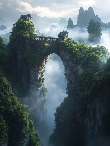 迷雾中的奇幻自然景观