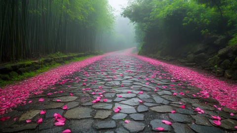 湿漉漉的石板路