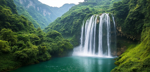瀑布从高山流下
