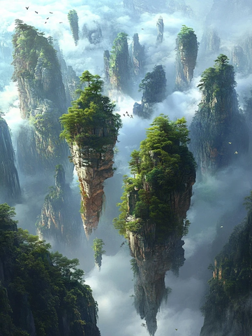 奇石奇树浮空山