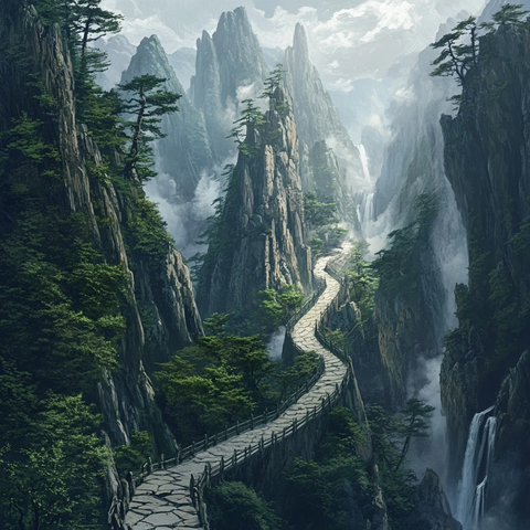 长路蜿蜒山水间