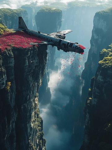 悬崖上的废弃飞机