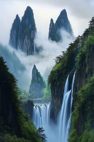 山脉瀑布高速公路