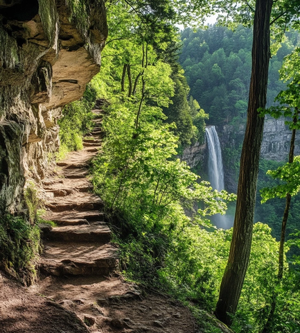 白指针徒步径瀑布景观