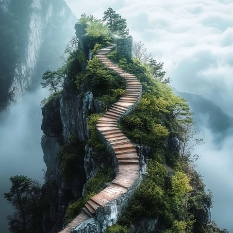 美丽日历上的登山路径