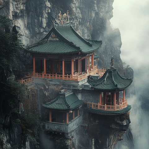 寺庙建筑与自然景观