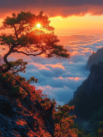 日出东方，松立山巅