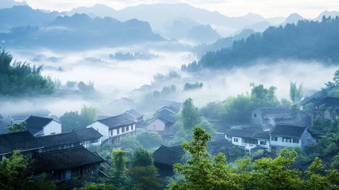 雨后的古镇街道