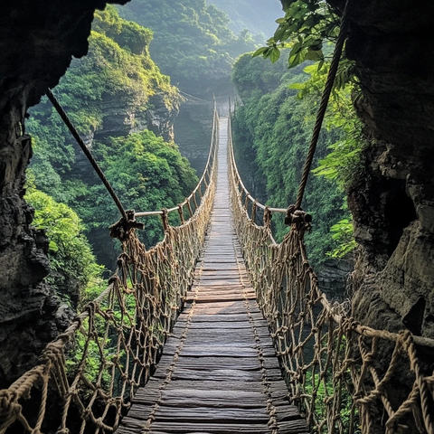 峡谷间的绳桥