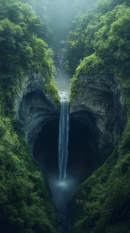 心形瀑布悬崖