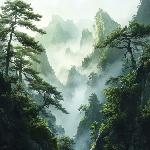 山水画中的山与雾