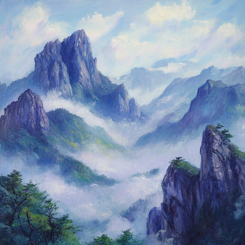 云雾缭绕的山峰