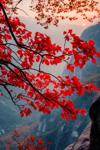 枫叶满山红日落