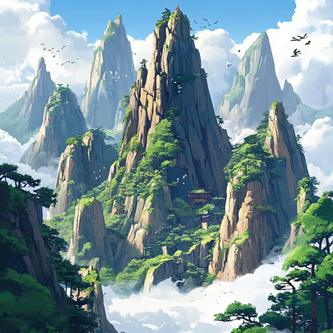 功夫熊猫风格的高山