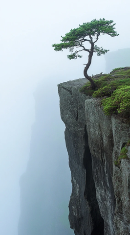 悬崖孤松